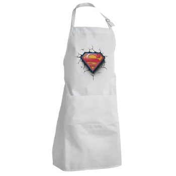 Superman cracked, Adult Chef Apron (with sliders and 2 pockets)