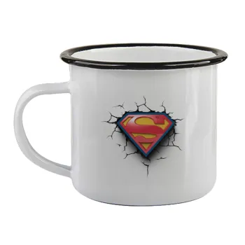 Superman cracked, Κούπα εμαγιέ με μαύρο χείλος 360ml