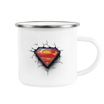 Superman cracked, Κούπα Μεταλλική εμαγιέ λευκη 360ml
