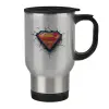 Stainless steel travel mug with lid, double wall 450ml