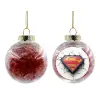Στολίδι Χριστουγεννιάτικη μπάλα δένδρου διάφανη με κόκκινο γέμισμα 8cm