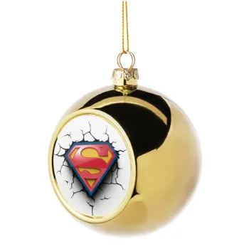 Superman cracked, Golden Christmas tree ball ornament 8cm