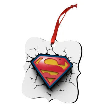 Superman cracked, Στολίδι Χριστουγεννιάτικο στολίδι polygon ξύλινο 7.5cm