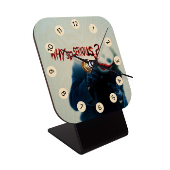 Why so serious?, Quartz Table clock in natural wood (10cm)