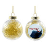 Transparent Christmas tree ball ornament with gold filling 8cm