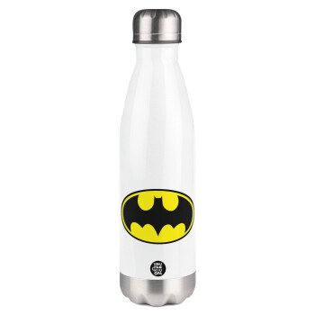 Batman, Μεταλλικό παγούρι θερμός Λευκό (Stainless steel), διπλού τοιχώματος, 500ml
