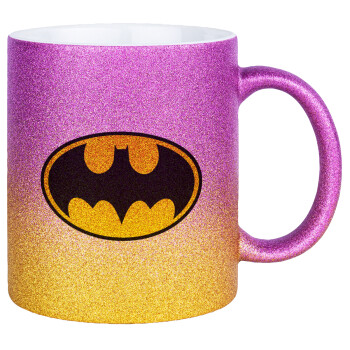 Batman, Κούπα Χρυσή/Ροζ Glitter, κεραμική, 330ml