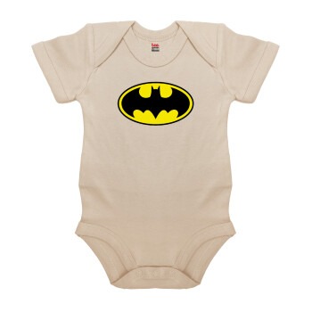 Batman, Βρεφικό φορμάκι μωρού, 0-18 μηνών, Natural (Εκρού), 100% Organic Cotton, κοντομάνικο