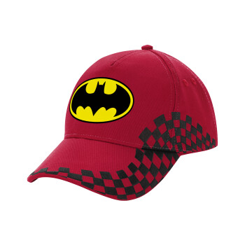 Batman, Καπέλο Ενηλίκων Ultimate ΚΟΚΚΙΝΟ/ΜΑΥΡΟ RACING με Σκρατς, (100% ΒΑΜΒΑΚΕΡΟ DRILL, ΕΝΗΛΙΚΩΝ, UNISEX, ONE SIZE)