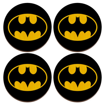 Batman, ΣΕΤ x4 Σουβέρ ξύλινα στρογγυλά plywood (9cm)