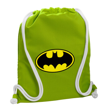 Batman, Τσάντα πλάτης πουγκί GYMBAG LIME GREEN, με τσέπη (40x48cm) & χονδρά κορδόνια