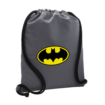 Batman, Backpack pouch GYMBAG GREY, with pocket (40x48cm) & thick cords