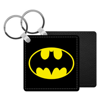 Batman, Μπρελόκ Δερματίνη, τετράγωνο ΜΑΥΡΟ (5x5cm)