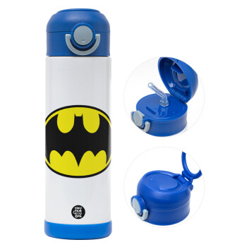 Batman, Παιδικό παγούρι θερμό, ανοξείδωτο, με καλαμάκι ασφαλείας, ΜΠΛΕ (500ml)
