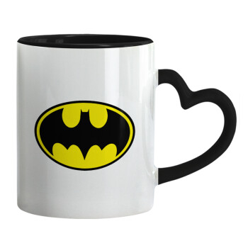 Batman, Mug heart black handle, ceramic, 330ml