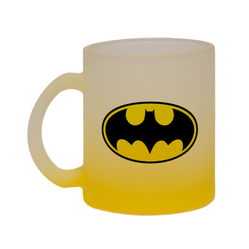 Batman, Κούπα γυάλινη δίχρωμη με βάση το κίτρινο ματ, 330ml