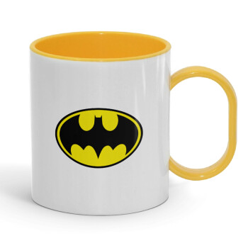 Batman, Κούπα (πλαστική) (BPA-FREE) Polymer Κίτρινη για παιδιά, 330ml