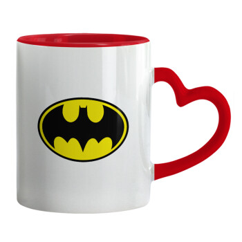 Batman, Mug heart red handle, ceramic, 330ml