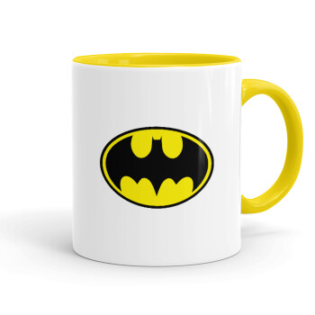Batman, Κούπα χρωματιστή κίτρινη, κεραμική, 330ml