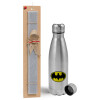 Easter Set, metallic Inox water bottle (750ml) & aromatic flat Easter candle (30cm) (GRAY)