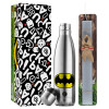 Easter Set, metallic stainless thermos flask (500ml) & scented flat Easter candle (30cm) (GRAY)