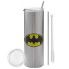 Tumbler stainless steel Silver 600ml, with metal straw & cleaning brush