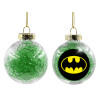 Transparent Christmas tree ball ornament with green filling 8cm