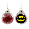 Transparent Christmas tree ball ornament with red filling 8cm