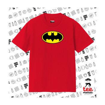 Batman, Κλασικό T-Shirt, διπλής ραφής, χωρίς πλευρικές ραφές ΚΟΚΚΙΝΟ από 100% βαμβάκι. Vegan & OEKO-TEX πιστοποιημένο.
