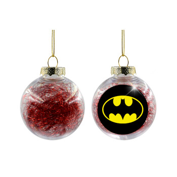Batman, Χριστουγεννιάτικη μπάλα δένδρου διάφανη με κόκκινο γέμισμα 8cm