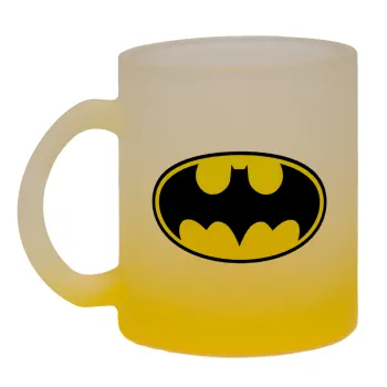 Batman, Κούπα γυάλινη δίχρωμη με βάση το κίτρινο ματ, 330ml
