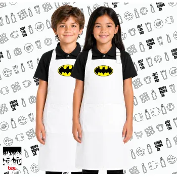 Batman, Λευκή ΠΑΙΔΙΚΗ Ποδιά μακριά Σεφ ολόσωμη με τσέπες