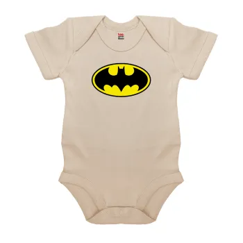 Batman, Βρεφικό φορμάκι μωρού, 0-18 μηνών, Natural (Εκρού), 100% Organic Cotton, κοντομάνικο