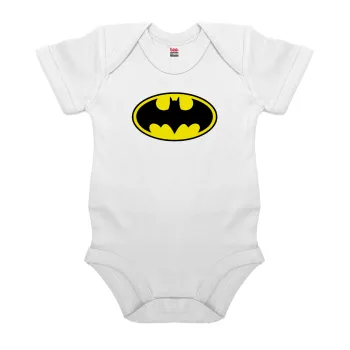 Batman, Βρεφικό φορμάκι μωρού, 0-24 μηνών, ΛΕΥΚΟ, 100% Organic Cotton, κοντομάνικο