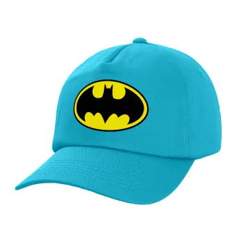 Batman, Καπέλο παιδικό Baseball, 100% Βαμβακερό Twill, Γαλάζιο (ΒΑΜΒΑΚΕΡΟ, ΠΑΙΔΙΚΟ, UNISEX, ONE SIZE)