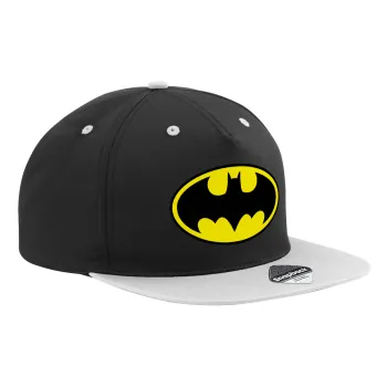Batman, Καπέλο Ενηλίκων Flat Snapback Μαύρο/Γκρι, (100% ΒΑΜΒΑΚΕΡΟ TWILL, ΕΝΗΛΙΚΩΝ, UNISEX, ONE SIZE)