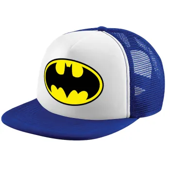 Batman, Adult Soft Trucker Hat with Blue/White Mesh (POLYESTER, ADULT, UNISEX, ONE SIZE)