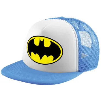 Batman, Child's Soft Trucker Hat with Blue/White Mesh (POLYESTER, CHILD, ONE SIZE)