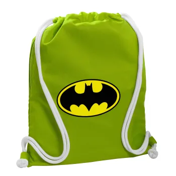 Batman, Τσάντα πλάτης πουγκί GYMBAG LIME GREEN, με τσέπη (40x48cm) & χονδρά κορδόνια