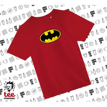 Batman, Άνετο παιδικό T-Shirt ΚΟΚΚΙΝΟ από 100% βαμβάκι, για κάθε μέρα. Vegan & OEKO-TEX πιστοποιημένο.