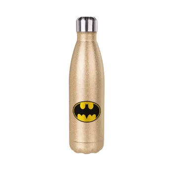 Batman, Glitter gold stainless steel thermos bottle, double-walled, 500ml