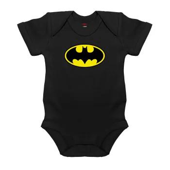 Batman, Βρεφικό φορμάκι μωρού, 0-18 μηνών, ΜΑΥΡΟ, 100% Organic Cotton, κοντομάνικο