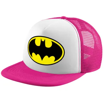 Batman, Καπέλο παιδικό Soft Trucker με Δίχτυ ΡΟΖ/ΛΕΥΚΟ (POLYESTER, ΠΑΙΔΙΚΟ, ONE SIZE)