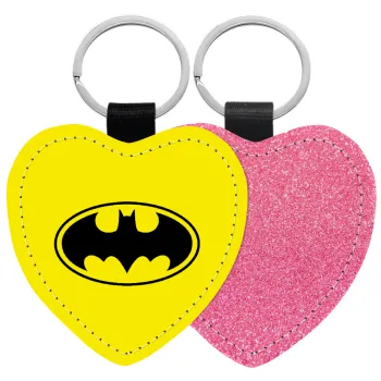 Batman, Μπρελόκ PU δερμάτινο glitter καρδιά ΡΟΖ