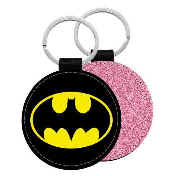 Batman, Μπρελόκ Δερματίνη, στρογγυλό ΡΟΖ (5cm)