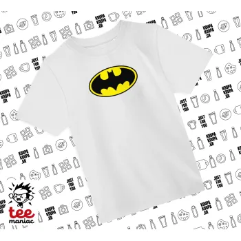 Batman, Άνετο παιδικό T-Shirt ΛΕΥΚΟ από 100% βαμβάκι, για κάθε μέρα. Vegan & OEKO-TEX πιστοποιημένο.
