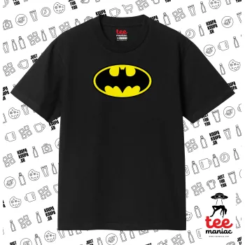 Batman, Κλασικό T-Shirt, διπλής ραφής, χωρίς πλευρικές ραφές ΜΑΥΡΟ από 100% βαμβάκι. Vegan & OEKO-TEX πιστοποιημένο.