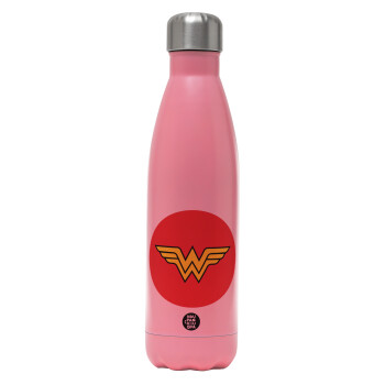 Wonder woman, Metal mug thermos Pink Mat (Stainless steel), double wall, 500ml