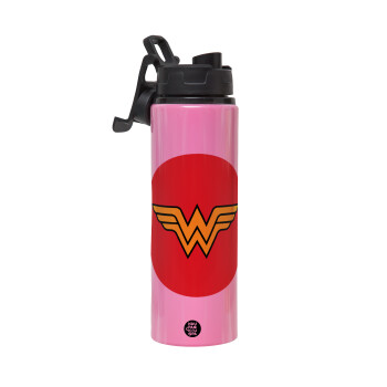 Wonder woman, Metallic water bottle with safety lid, 850ml aluminum