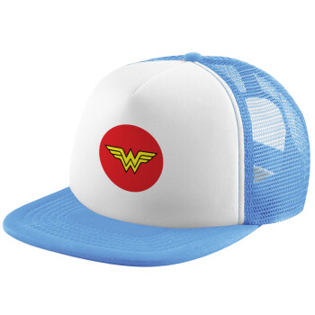 Wonder woman, Καπέλο Soft Trucker με Δίχτυ Γαλάζιο/Λευκό